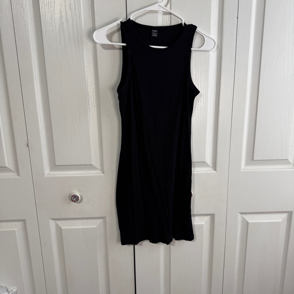 SHEIN black ribbed sleeveless mini dress size large